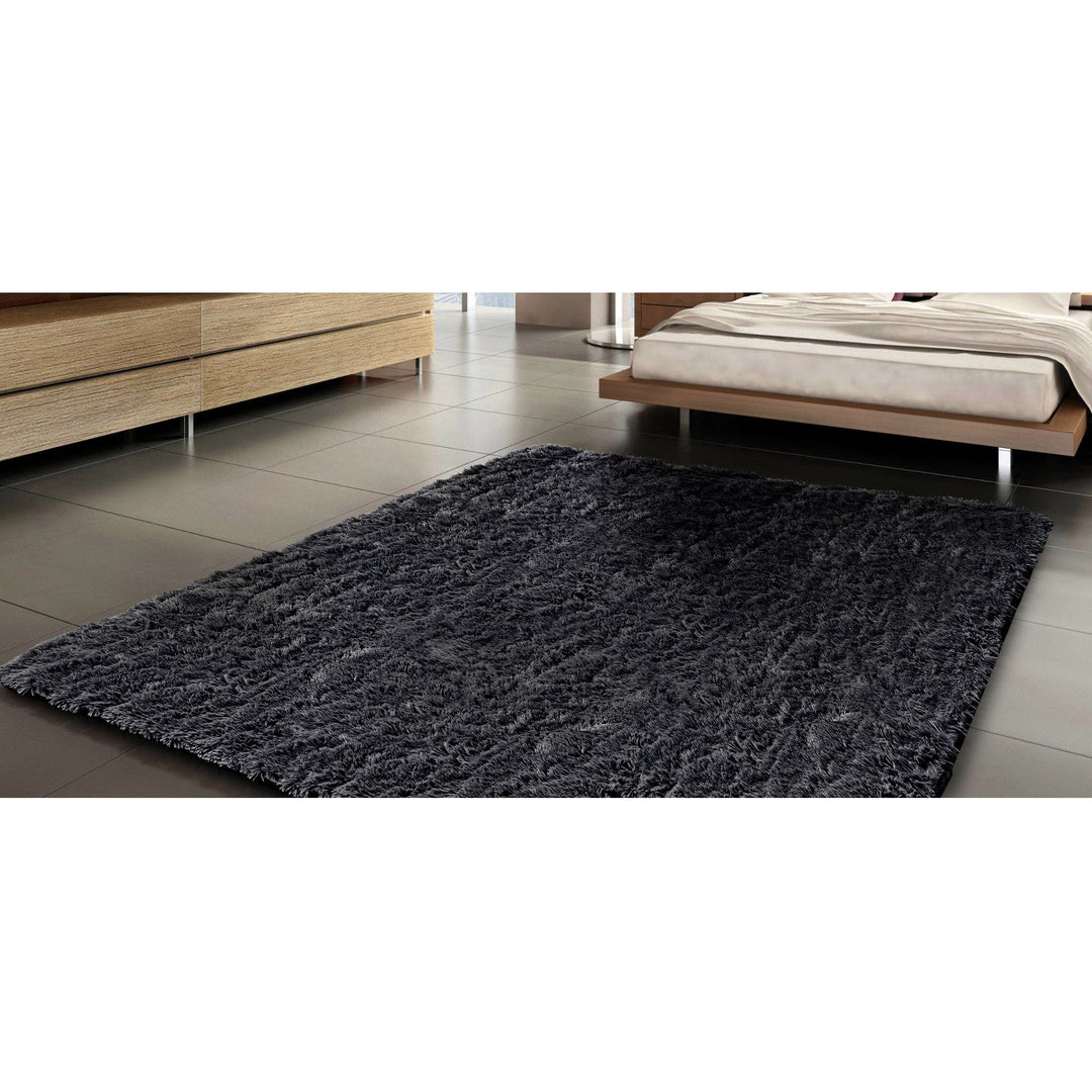 Covor de pluș, cu fir scurt, antiderapant, 160 x 220 cm, negru, DYWSHA120/160CZA