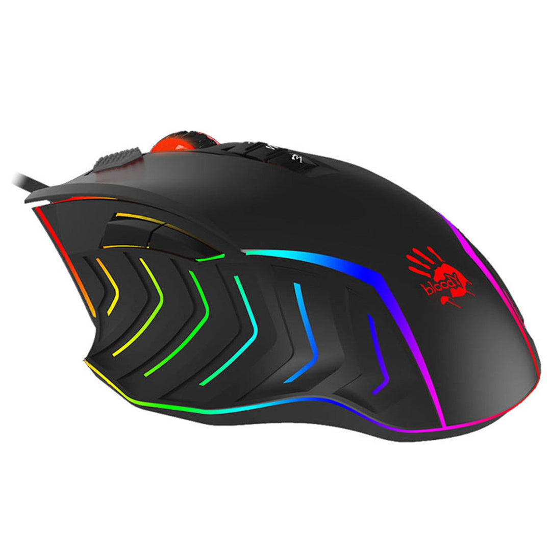 A4TECH gejming miš, USB, 8000 DPI, metalne klizače, J95 RGB Pixart (aktiviran)
