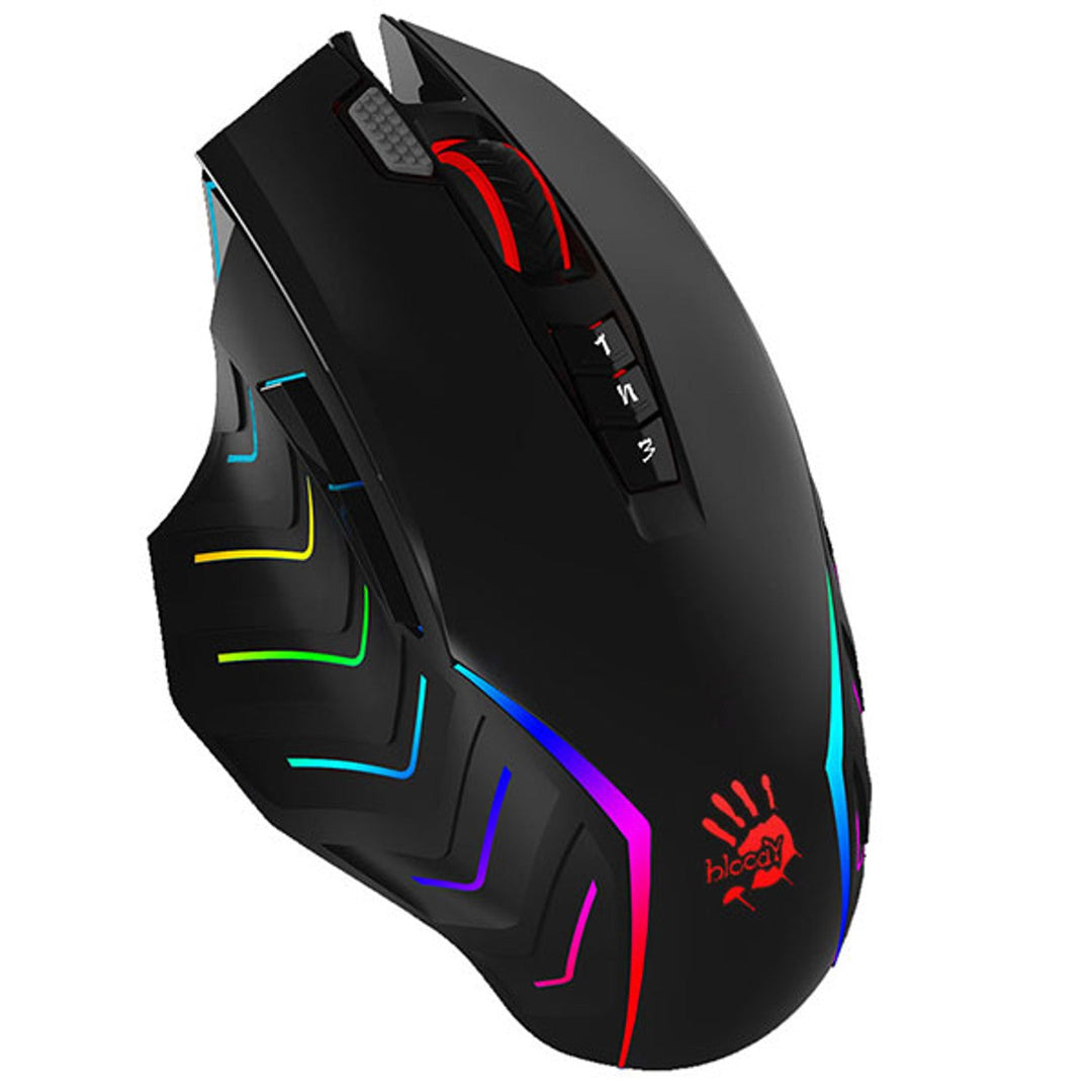 A4TECH gejming miš, USB, 8000 DPI, metalne klizače, J95 RGB Pixart (aktiviran)