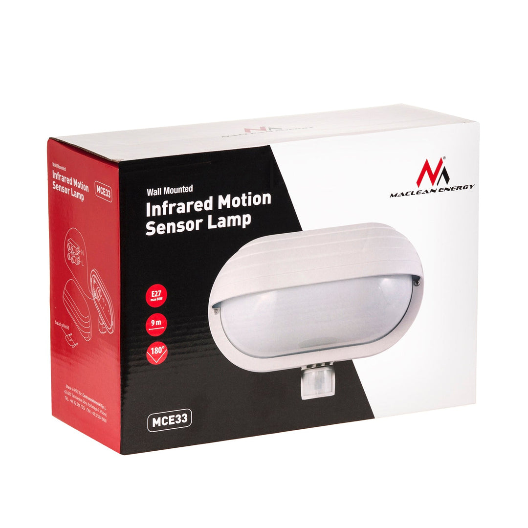 Zidna svjetiljka Maclean, s PIR senzorom, max. 60 W, 180°, MCE33 W + LED 11 W