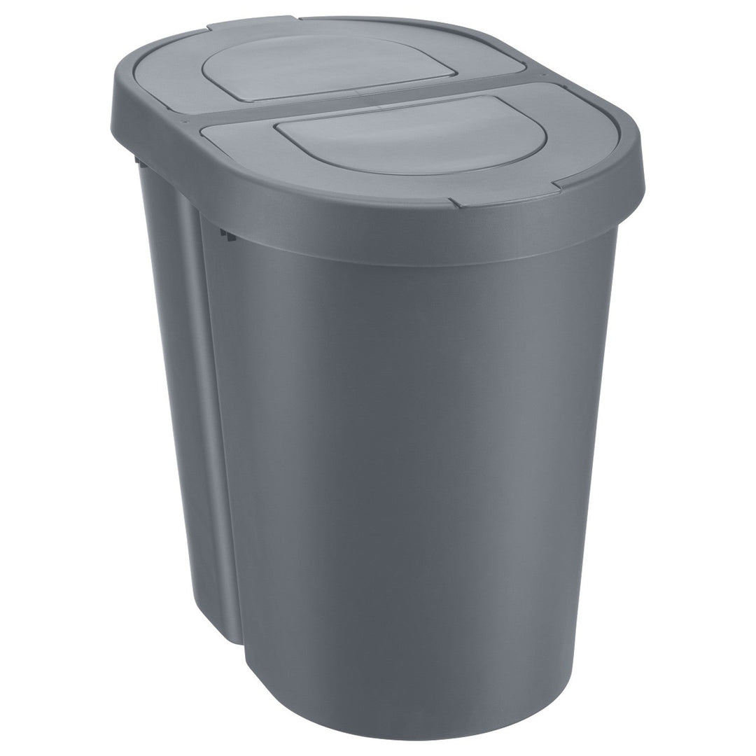 Plast Team kanta za otpad, poklopac na šarkama, dvostruka, siva, 2 x 25 l, Seattle Swing