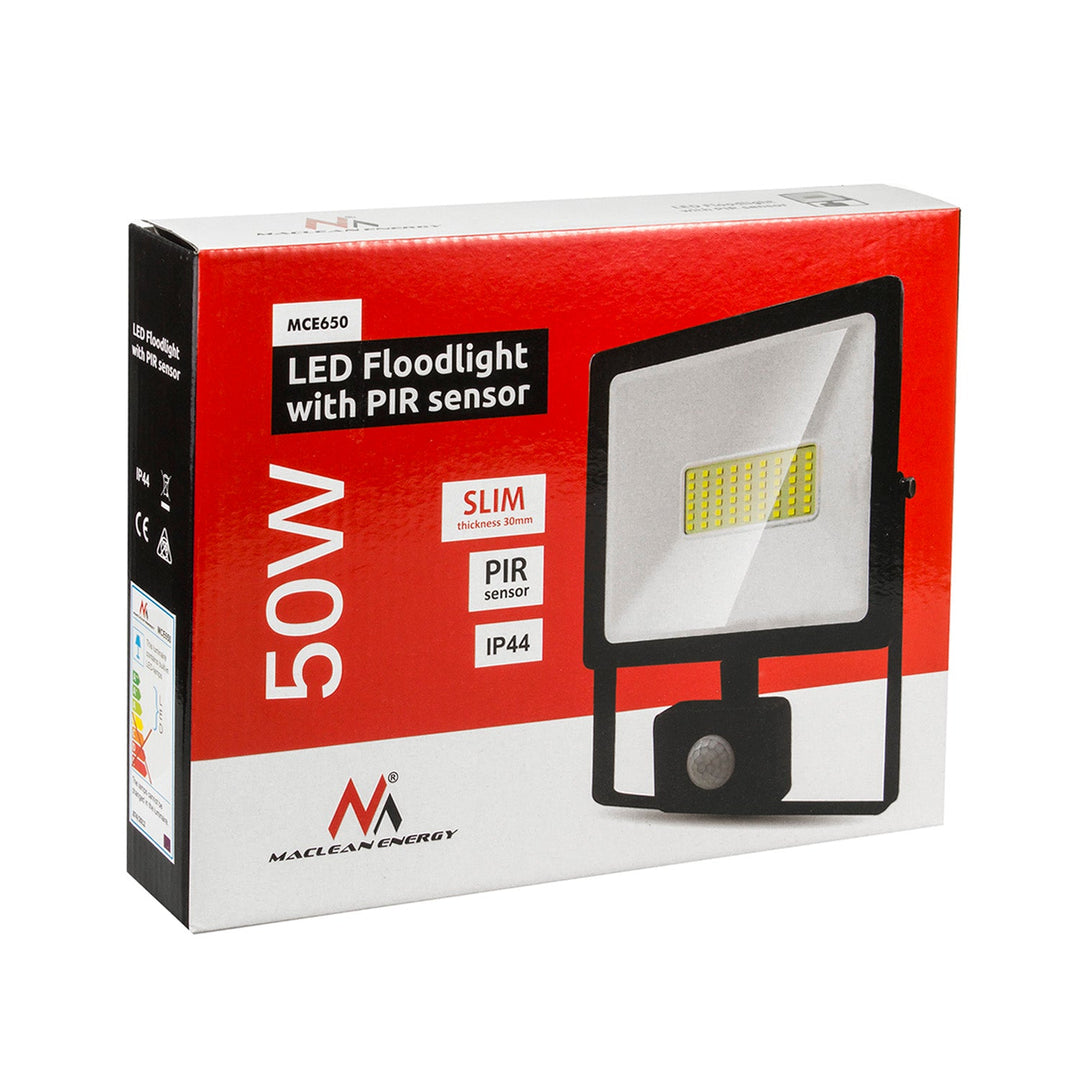2x LED reflektora s Maclean senzorom pokreta, tanki 50 W, 4000 lm, hladno bijela boja (6000 K), IP44, MCE650 CW PIR