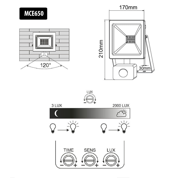 2x LED reflektora s Maclean senzorom pokreta, tanki 50 W, 4000 lm, hladno bijela boja (6000 K), IP44, MCE650 CW PIR