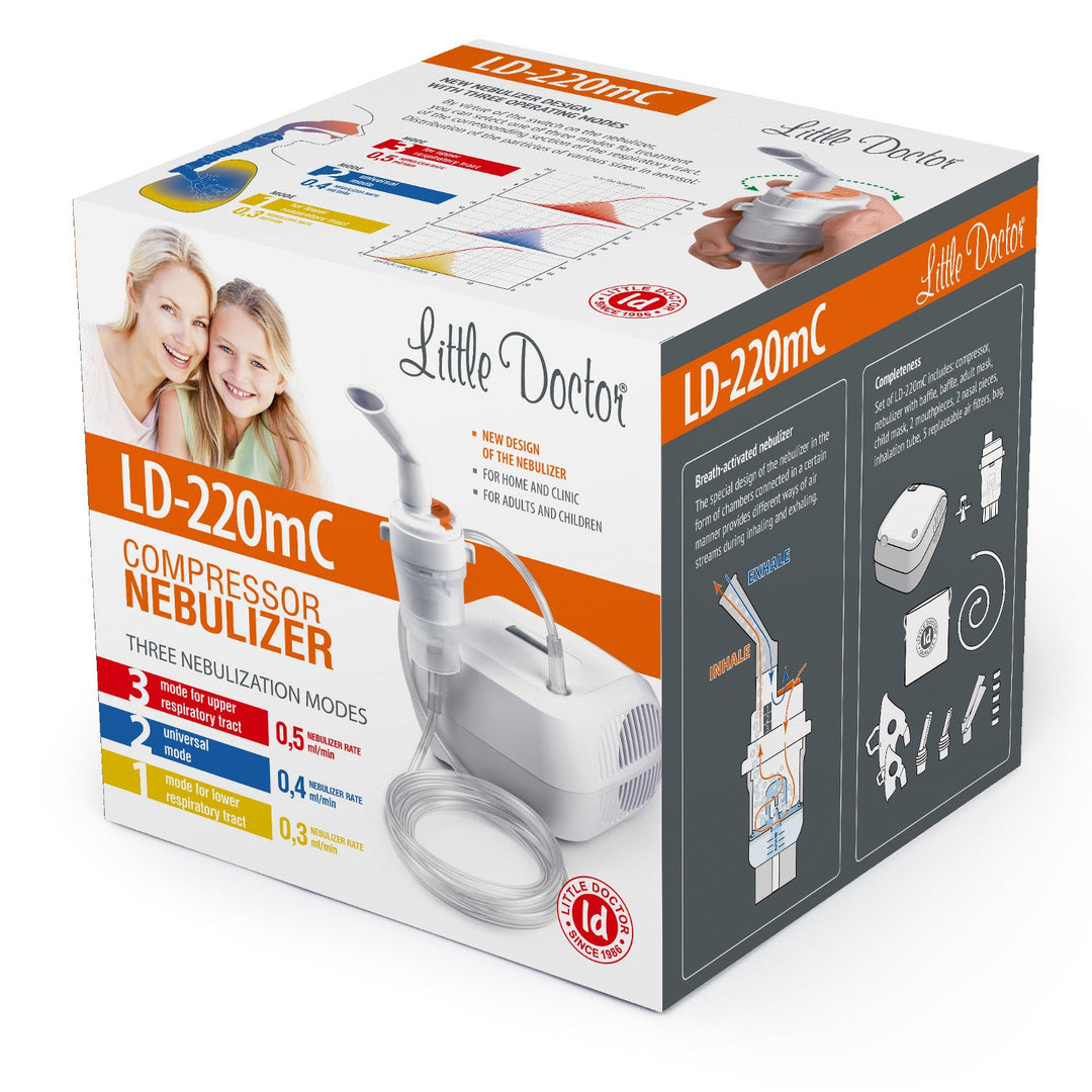 Inhalator Little Doctor, 3 načina rada, aktiviran dahom, bijeli, LD-220mC